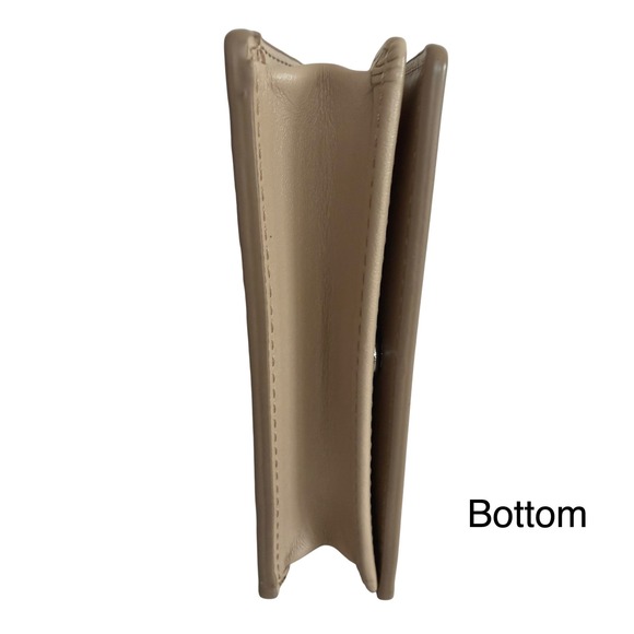 MCM Mini Patent Leather Wallet Beige Embossed Logo Coin Card/Holder Dusty NWOT - Picture 5 of 10